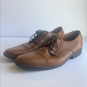 Clarks Tilden Cap Brown Leather Men's Dress Shoes Sz 11 =